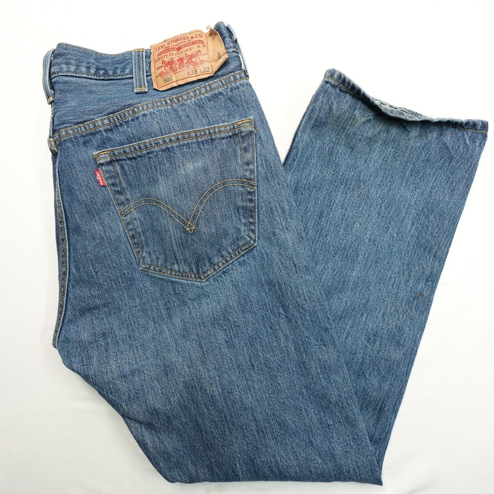 Levi's 501 Jeans Mens 38x32 (36X30) Blue Denim Straight Leg Classic Fit